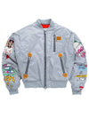 Embroidered Graphic Nylon Bomber Jacket Grey - GRAPHISTE MAN.G - BALAAN 1