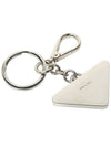 Saffiano Leather Triangle Logo Metal Keychain Black Silver - PRADA - BALAAN 8