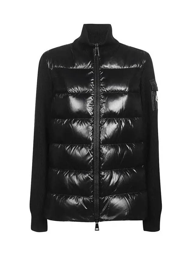 Merino Wool Padded Cardigan Black - MONCLER - BALAAN 2