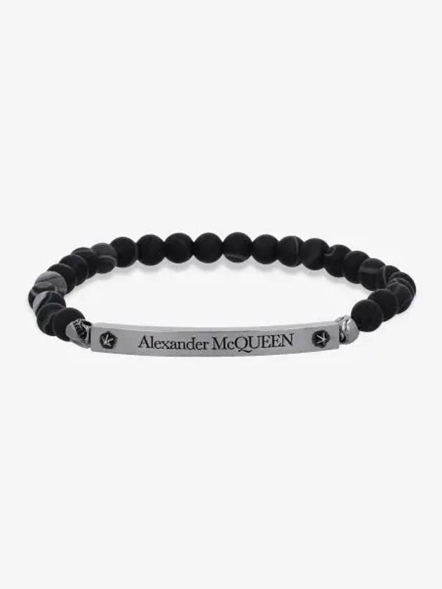 Engraved Logo Beads Bracelet Black - ALEXANDER MCQUEEN - BALAAN 2