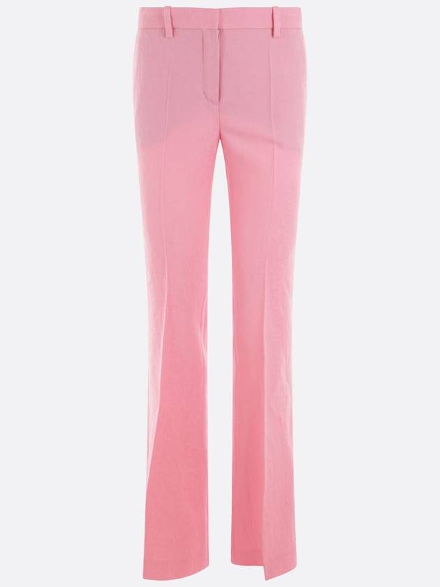 Women's All-Over Logo Pleated Front Wool Straight Pants Pink - VERSACE - BALAAN 2