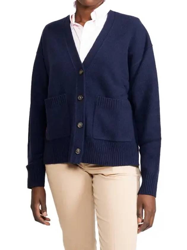 Embroidery Logo Wool Cardigan Navy - POLO RALPH LAUREN - BALAAN 3