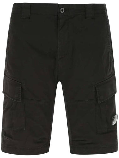 Lens Wappen Stretch Satin Cargo Shorts Black - CP COMPANY - BALAAN 1