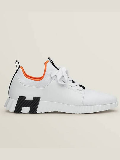 Depart Knit Calfskin Low Sneakers Blanc - HERMES - BALAAN 2