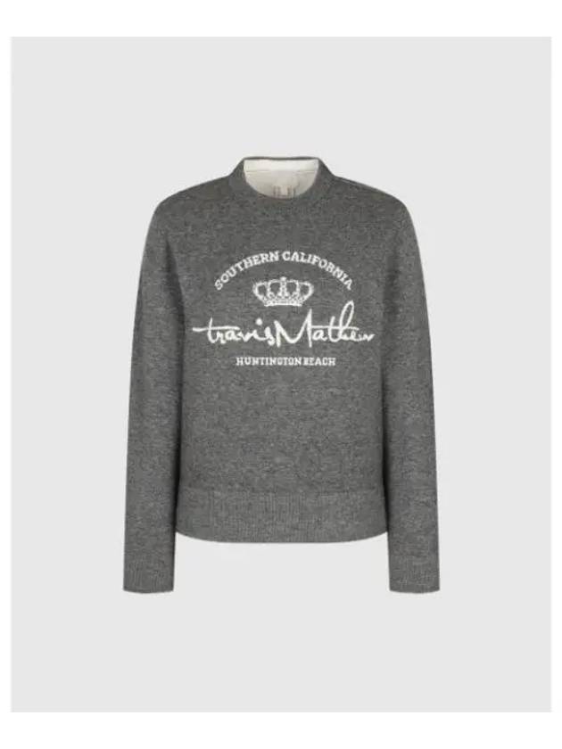 TRAVISMATHEW Women s Jacquard Logo Sweater Gray - TRAVIS SCOTT - BALAAN 1