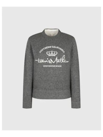 TRAVISMATHEW Women s Jacquard Logo Sweater Gray - TRAVIS SCOTT - BALAAN 1