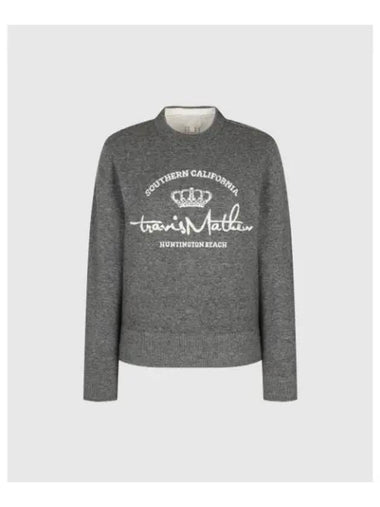 TRAVISMATHEW Women s Jacquard Logo Sweater Gray - TRAVIS SCOTT - BALAAN 1