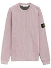 Compass Badge Crew Neck Ribbed Cotton Knit Top Pink - STONE ISLAND - BALAAN 3