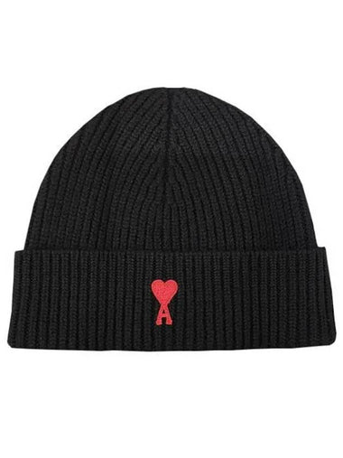 heart logo embroidered wool knit beanie 38454862 270224 1100632 - AMI - BALAAN 1