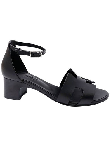 Encens 50 Strap Calfskin Sandal Heels Noir - HERMES - BALAAN 1