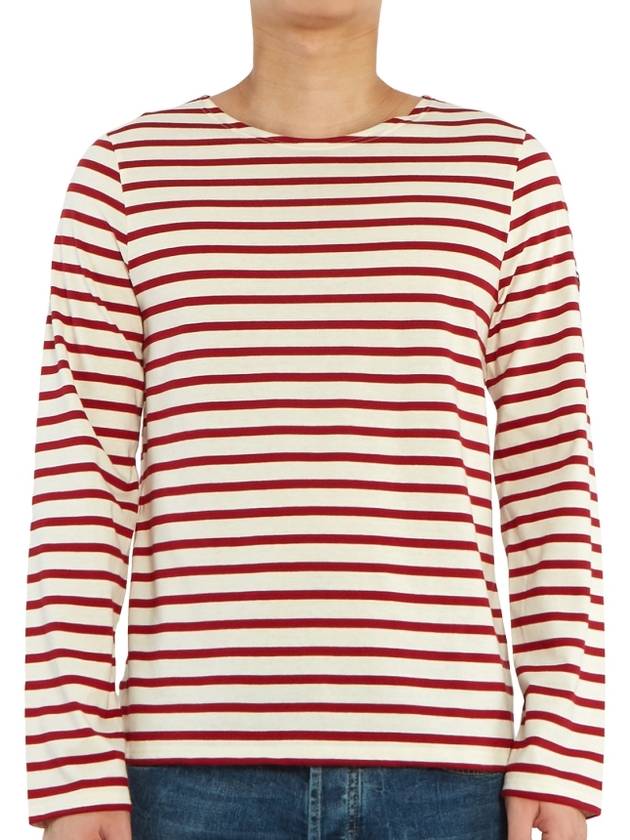 Minquiers Modern Stripe Long Sleeve T-Shirt Ecru Persan - SAINT JAMES - BALAAN 3