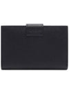 Triangle Logo Saffiano Flap Card Wallet Black - PRADA - BALAAN 5