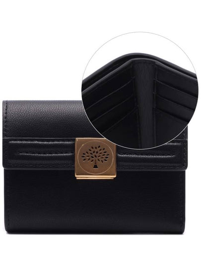 Tree Logo Tri-fold Leather Half Wallet Black - MULBERRY - BALAAN 2