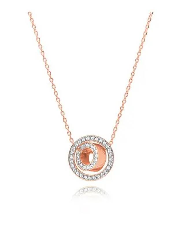 Dextera Circle Pendant Necklace Rose Gold - SWAROVSKI - BALAAN 2