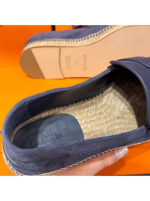 Men's loafers suede goatskin trip espadrille navy - HERMES - BALAAN 7