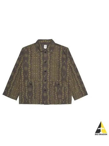 South2 West8 Nami Seopal All over Printing Long Sleeve Shirt Jacket Charcoal Multi KP849 - SOUTH2 WEST8 - BALAAN 1