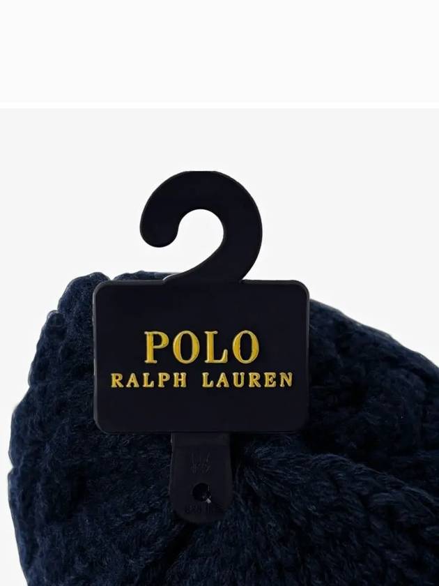 Polo Bear Cable Knit Beanie Navy - POLO RALPH LAUREN - BALAAN 4