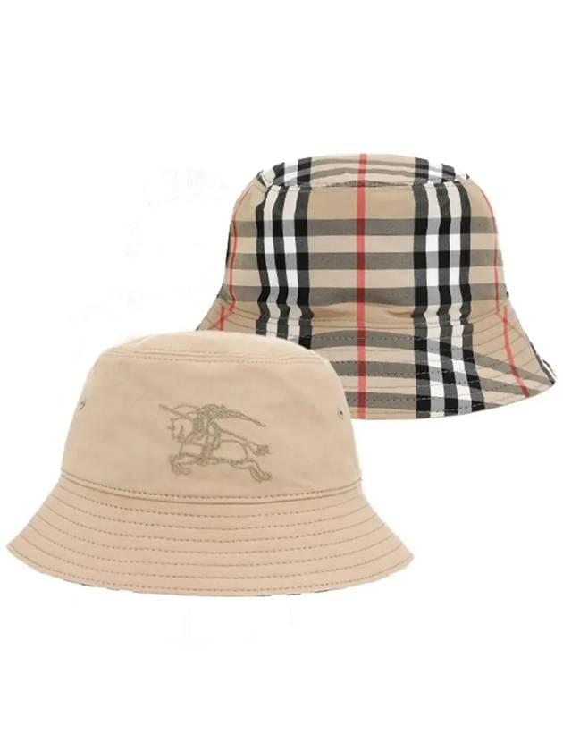 Kids Check Reversible Cotton Baseball Cap Hat Sand - BURBERRY - BALAAN 5