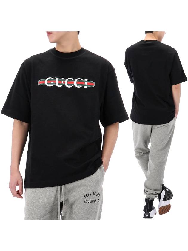 Logo Print Short Sleeve T-Shirt Black - GUCCI - BALAAN 2