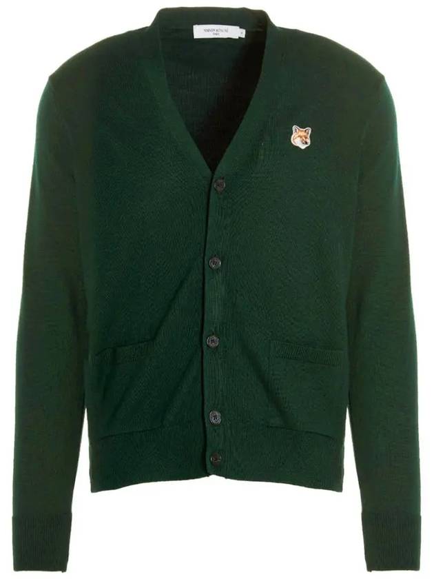 Fox Head Patch Classic Wool Cardigan Deep Green - MAISON KITSUNE - BALAAN 3