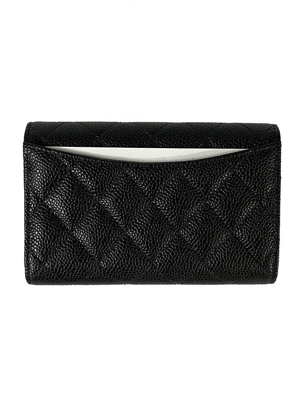 Classic Flap Caviar Gold Hardware Medium Wallet Black - CHANEL - BALAAN 3