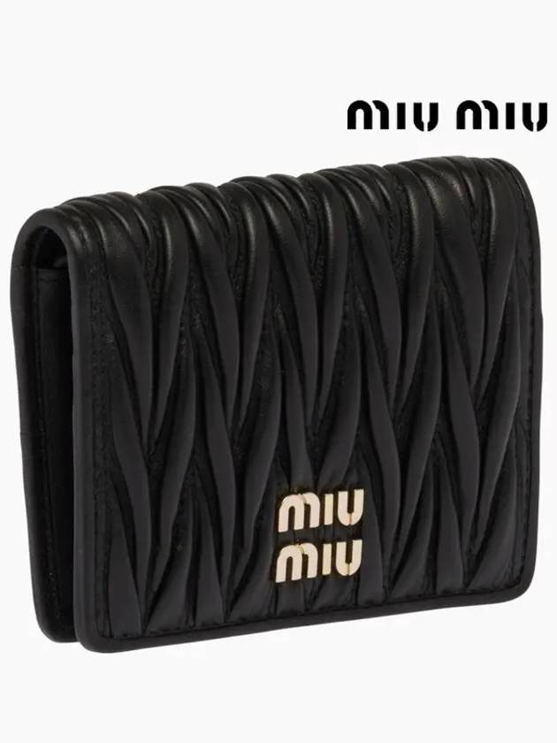 Matelasse Leather Half Wallet Black - MIU MIU - BALAAN 4