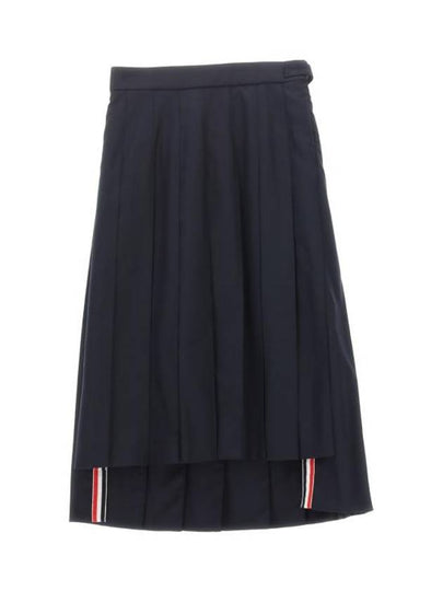 Super 120S Twill Below Knee Pleated Skirt Navy - THOM BROWNE - BALAAN 2