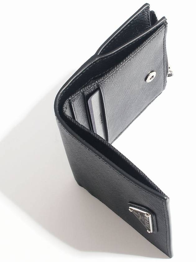 Triangle Logo Saffiano Half Wallet Black - PRADA - BALAAN 5