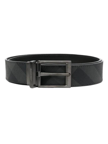 Plaid Motif Leather Belt Grey - BURBERRY - BALAAN 1