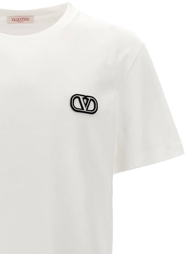 V logo signature patch cotton short sleeve t shirt white - VALENTINO - BALAAN 4