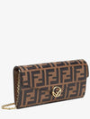 FF Logo Strap Chain Long Wallet Brown - FENDI - BALAAN.