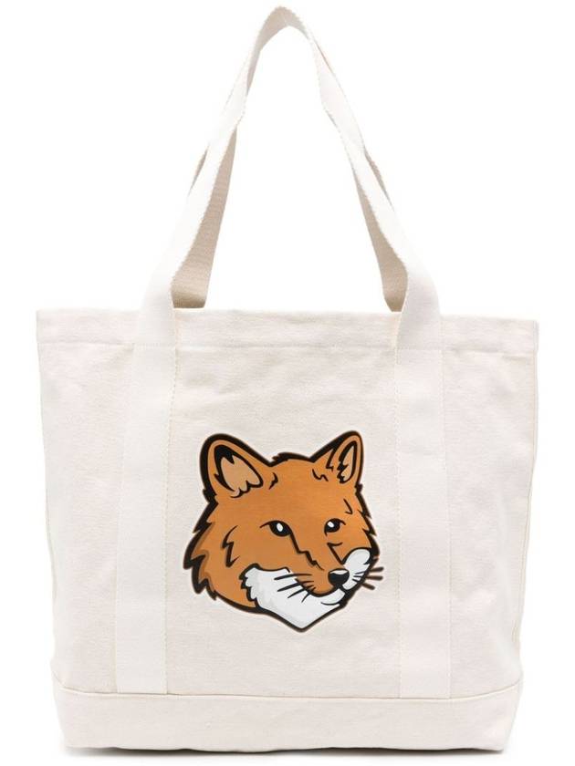 Fox Head Print Tote Bag Ecru - MAISON KITSUNE - BALAAN 6