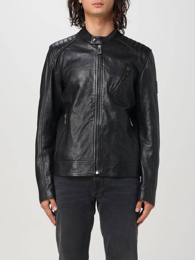 Men's Cheviot Leather V Racer Jacket In Black - BELSTAFF - BALAAN 2