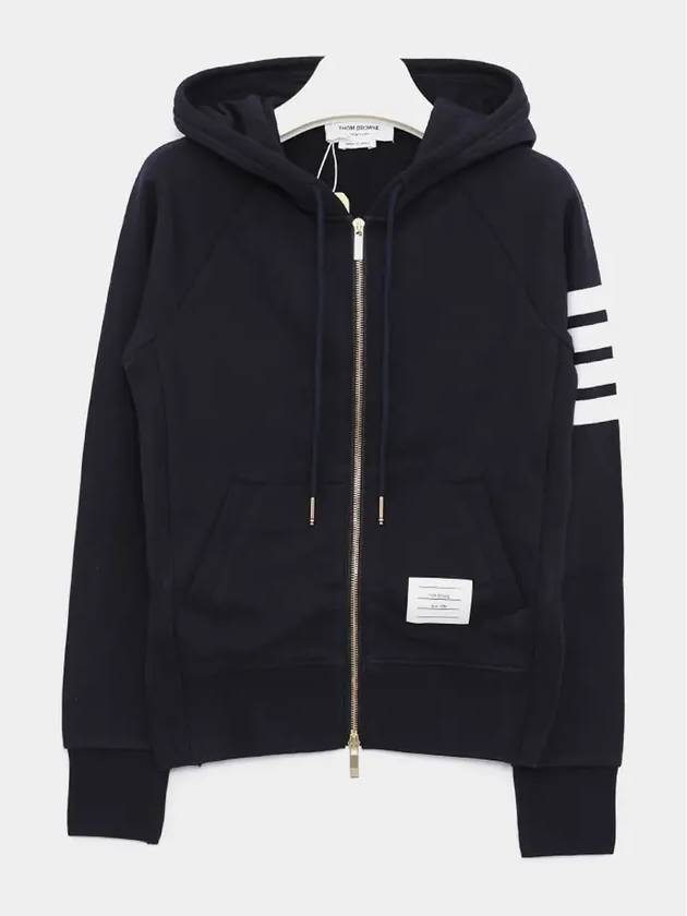 Engineered 4-Bar Stripe Loopback Jersey Knit Zip Up Hoodie Navy - THOM BROWNE - BALAAN 4