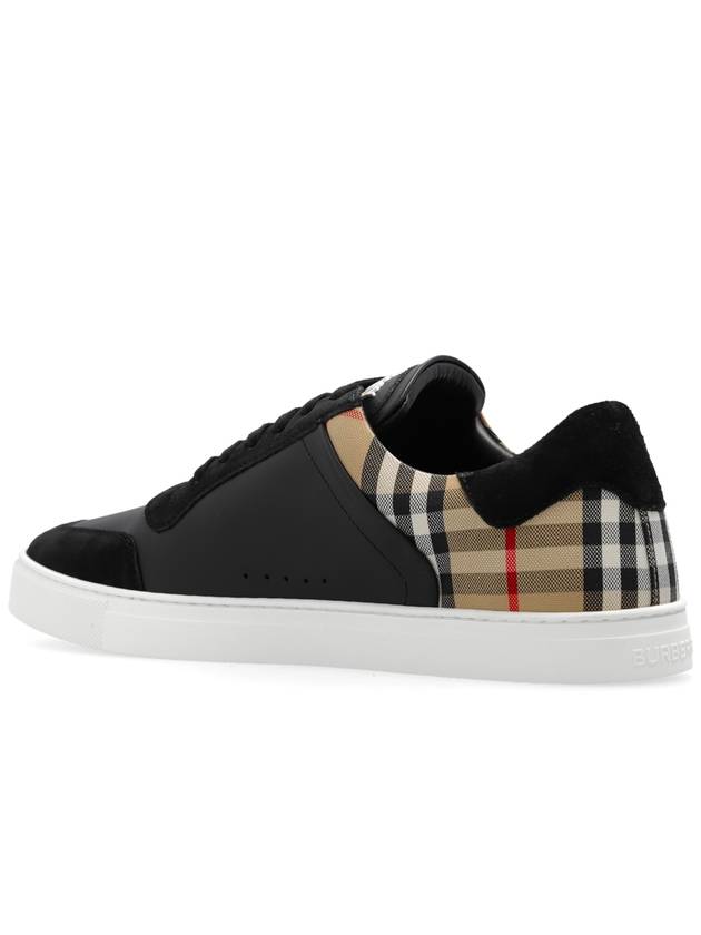 Checked Leather Suede Low Top Sneakers Black - BURBERRY - BALAAN 6