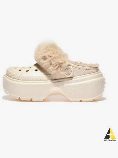 Stomp Lined Clog Fur Sandals White - CROCS - BALAAN 2