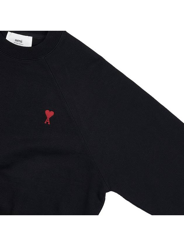 Small Heart Logo Sweatshirt Black - AMI - BALAAN 5