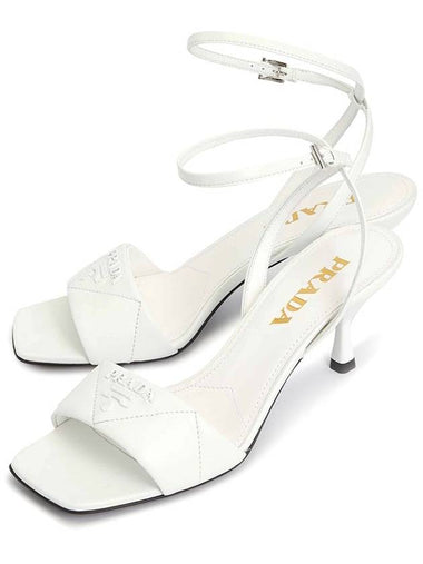 Quilted Leather Sandal Heels White - PRADA - BALAAN 1