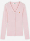 Baby Fox Patch Fine Ribbed Cardigan Pale Pink - MAISON KITSUNE - BALAAN 2