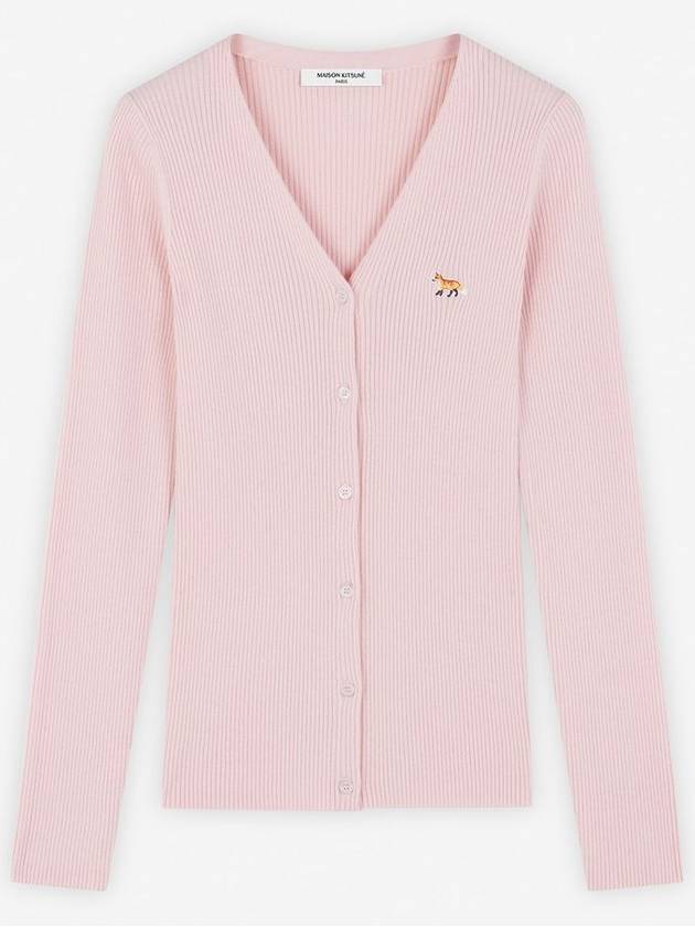 Baby Fox Patch Fine Ribbed Cardigan Pale Pink - MAISON KITSUNE - BALAAN 2