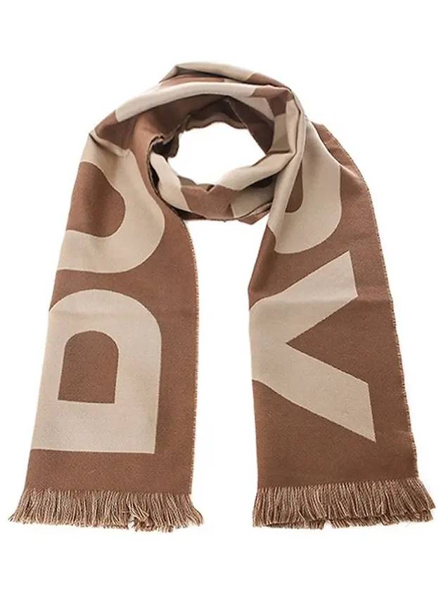 Logo Fringe Wool Scarf Birch Brown - BURBERRY - BALAAN 2