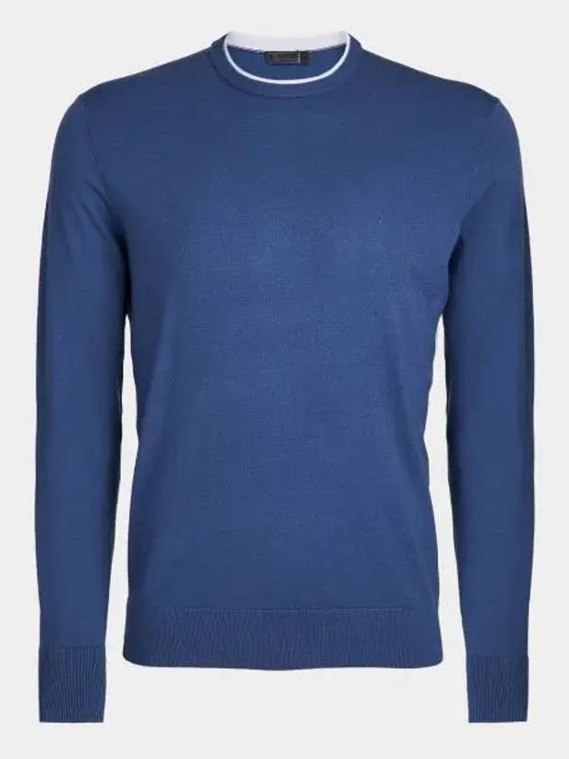 Men's Crew Neck Merino Wool Blend Sweater Blue - G/FORE - BALAAN 2