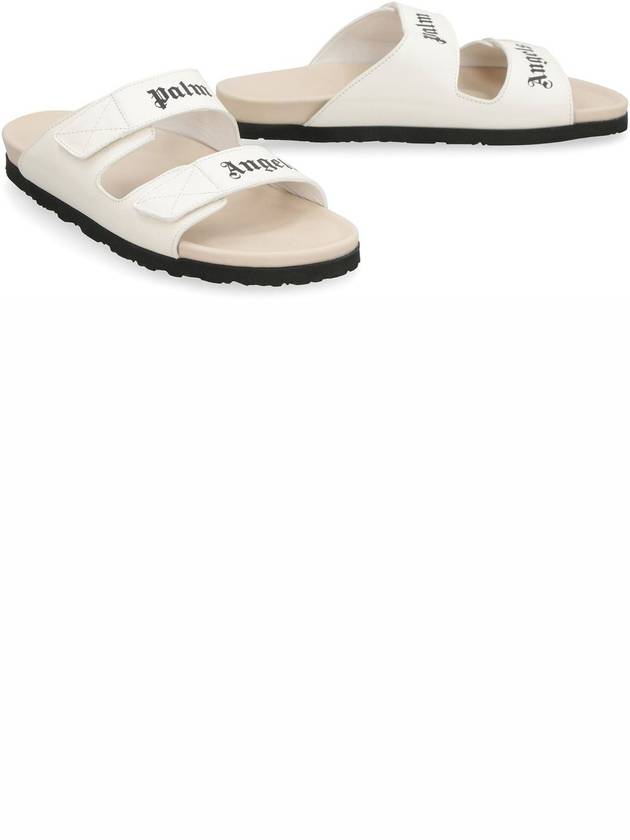 Logo Leather Sandals White - PALM ANGELS - BALAAN 4