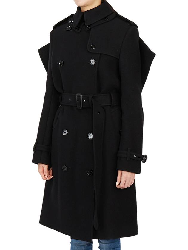 Women's Panel Detail Cashmere Wool Blend Trench Coat Black - BURBERRY - BALAAN 6