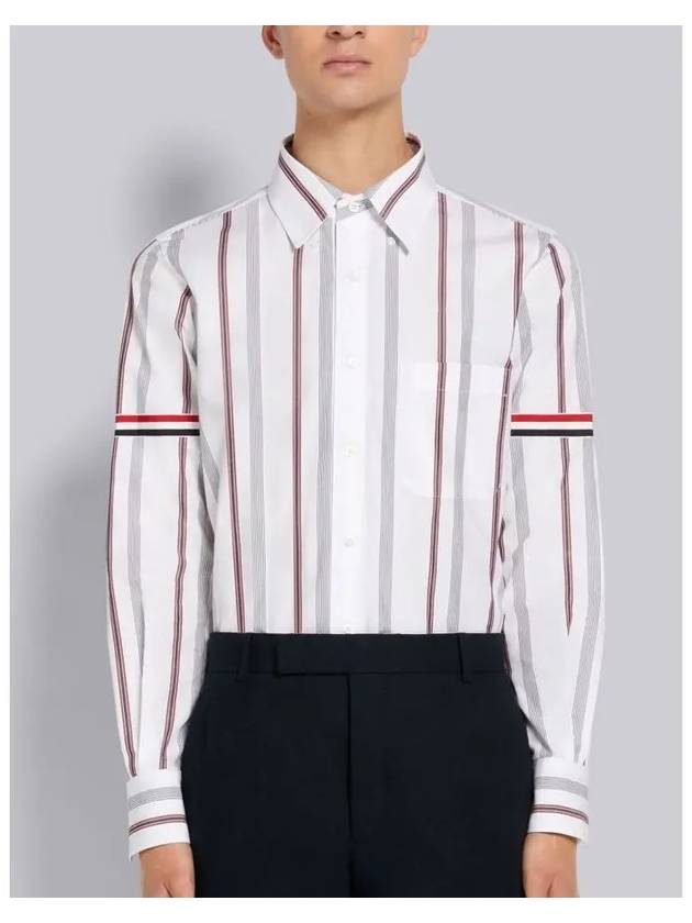 Armband striped poplin long sleeved shirt - THOM BROWNE - BALAAN 4