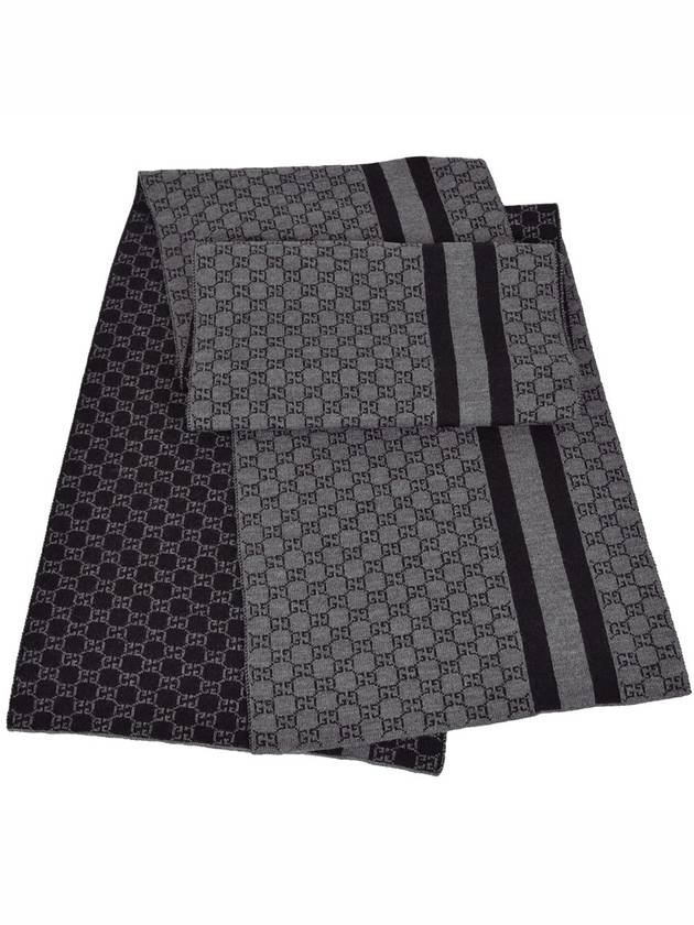 438253 GG black twotone unisex doublesided muffler scarf - GUCCI - BALAAN 3