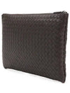 Intrecciato Document Leather Clutch Bag Dark Brown - BOTTEGA VENETA - BALAAN 2