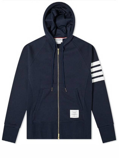 Engineered 4 Bar Diagonal Zip Up Hoodie Navy - THOM BROWNE - BALAAN 2