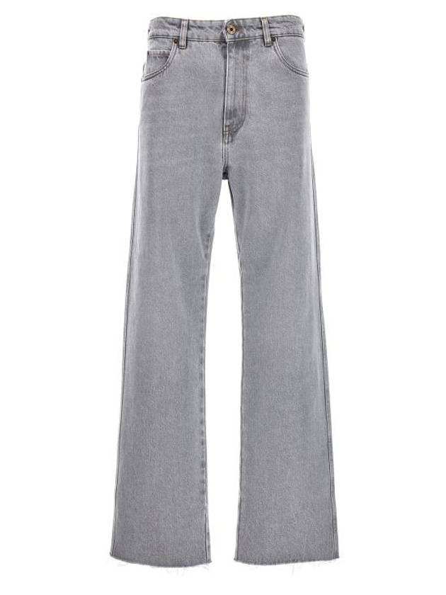 Relaxed Fit Denim Cotton Straight Jeans Grey - MIU MIU - BALAAN 1