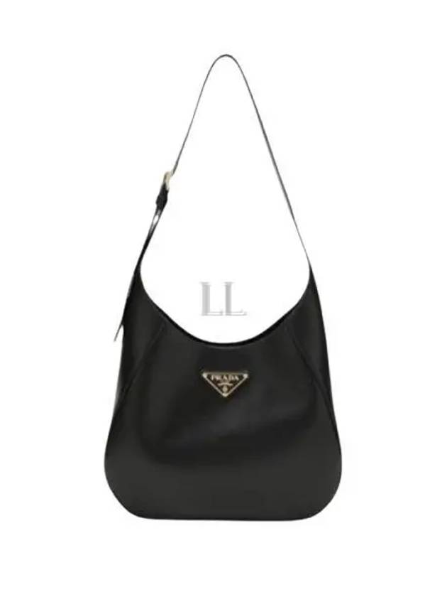 Triangle Logo Leather Shoulder Bag Black - PRADA - BALAAN 2